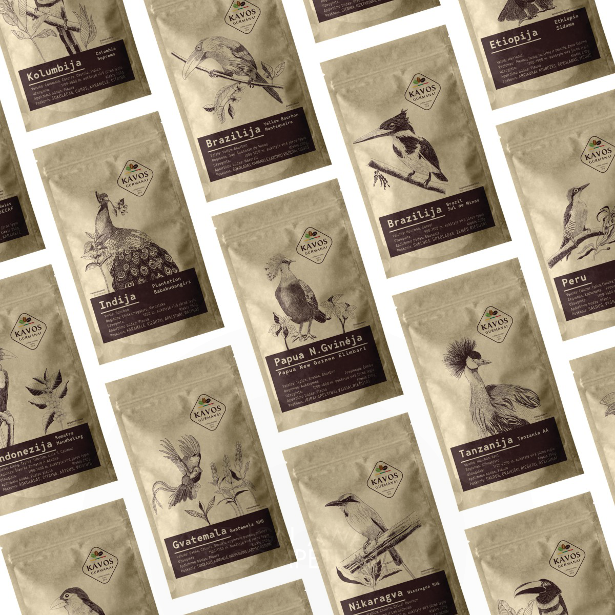 Birds and Coffee Packaging  