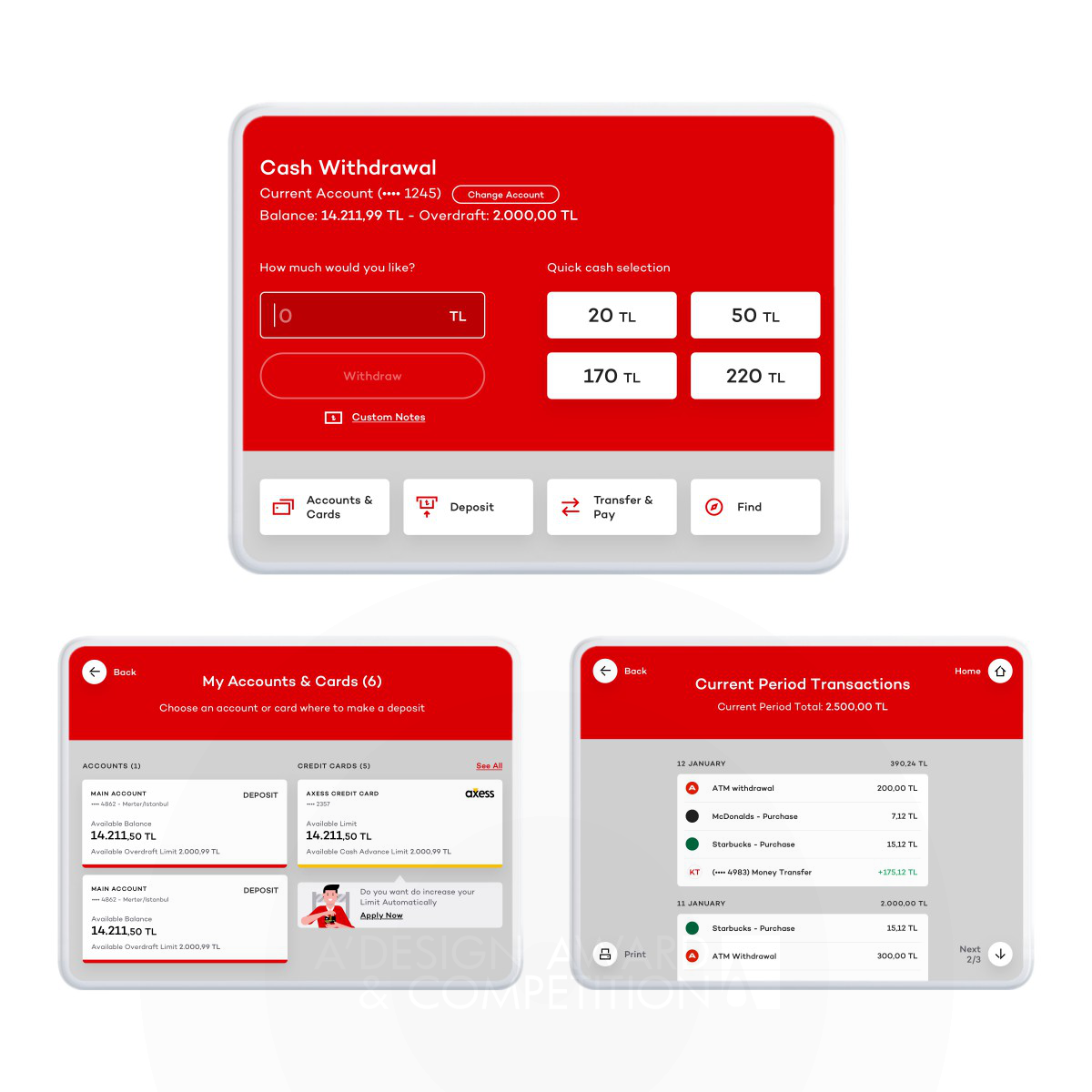 Akbank ATM Automated Teller Machine by Akbank T.A.S Silver Interface, Interaction and User Experience Design Award Winner 2021 
