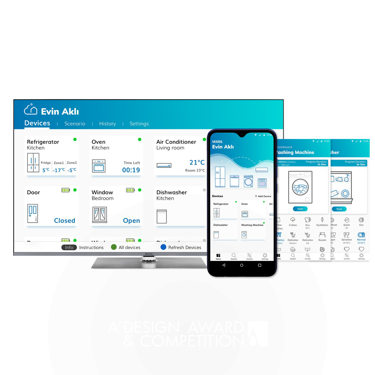 Vestel Evin Akli Smart Home Mobile Application by Vestel UX and UI Design Group Silver Interface, Interaction and User Experience Design Award Winner 2021 