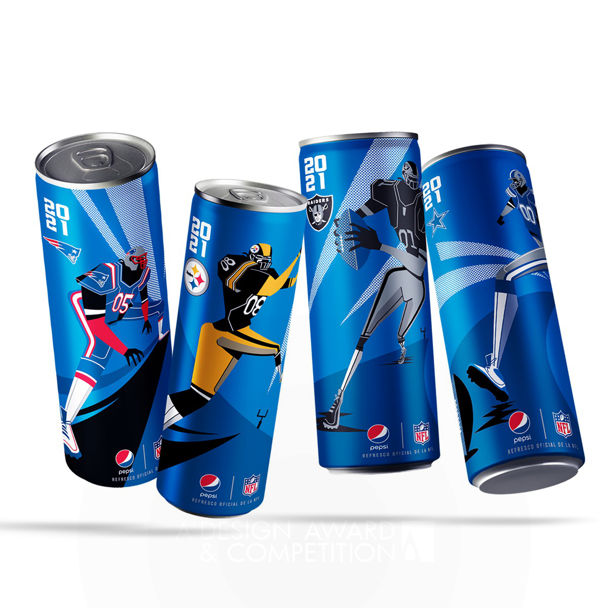 Dennis Furniss wins Platinum at the prestigious A' Packaging Design Award with Pepsi NFL Limited Edition Packaging.