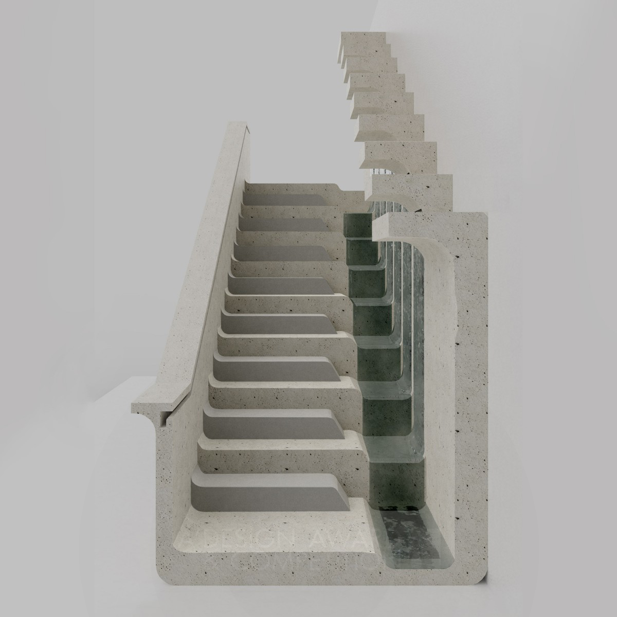 Karst: Eine modulare Treppe mit Wasserfiltration
