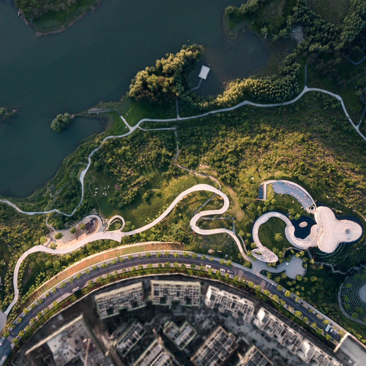 Hu Sun wins Silver at the prestigious A' Landscape Planning and Garden Design Award with Guiyang New Community Park Residential Exhibition Area .