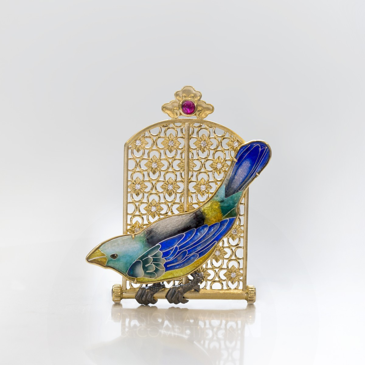 Cyan Bird Brooch and Pendant by Xiaojie Hu