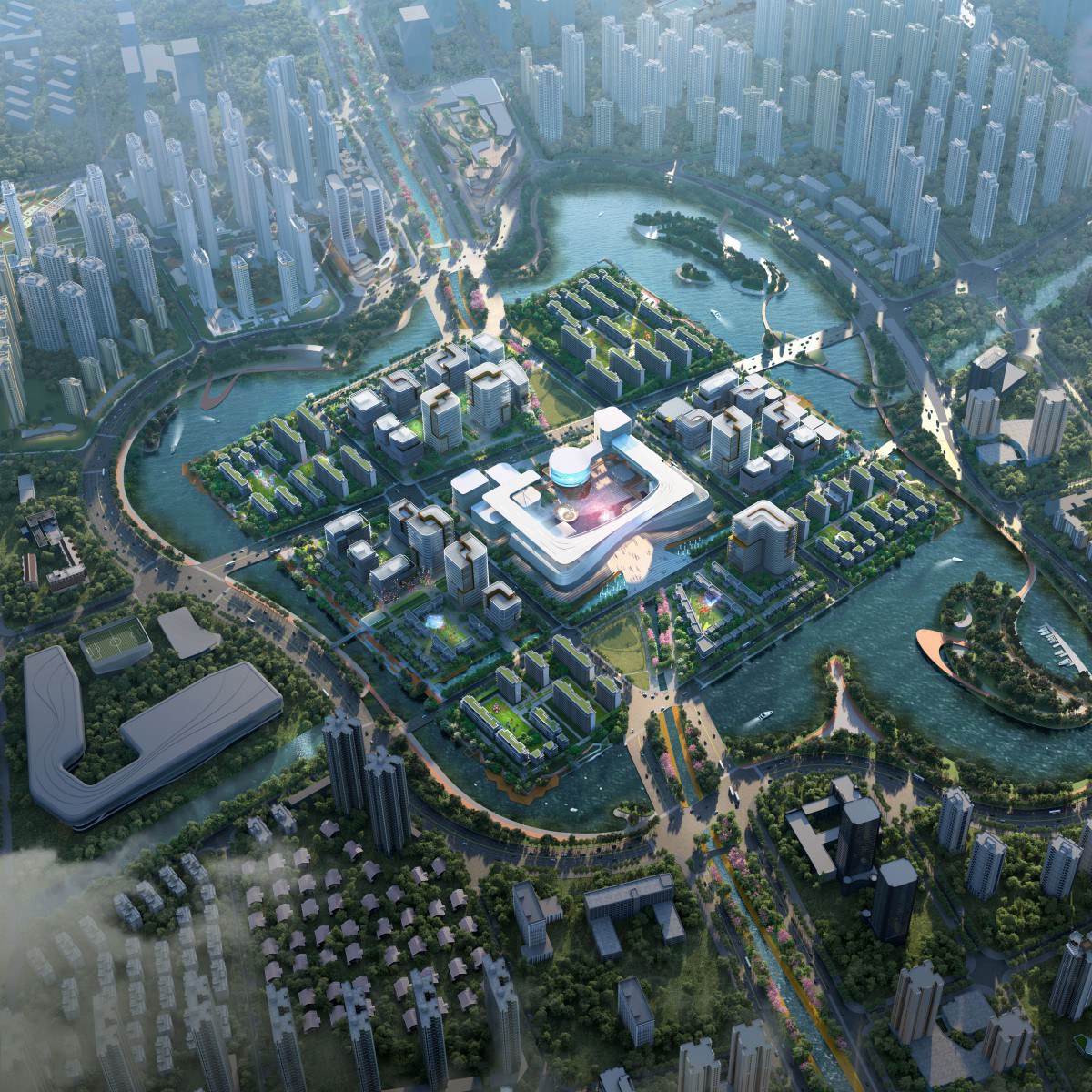Wuhan Fun-Land Smart Science City Office and Residential by Aedas Silver Architecture, Building and Structure Design Award Winner 2022 