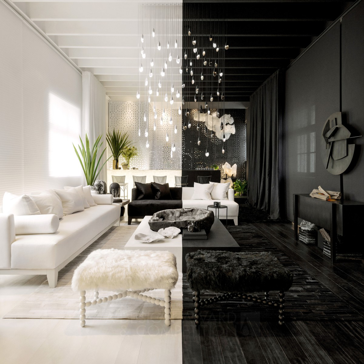 Elemental Lounge Living Room and Bar by Erika Zielinski