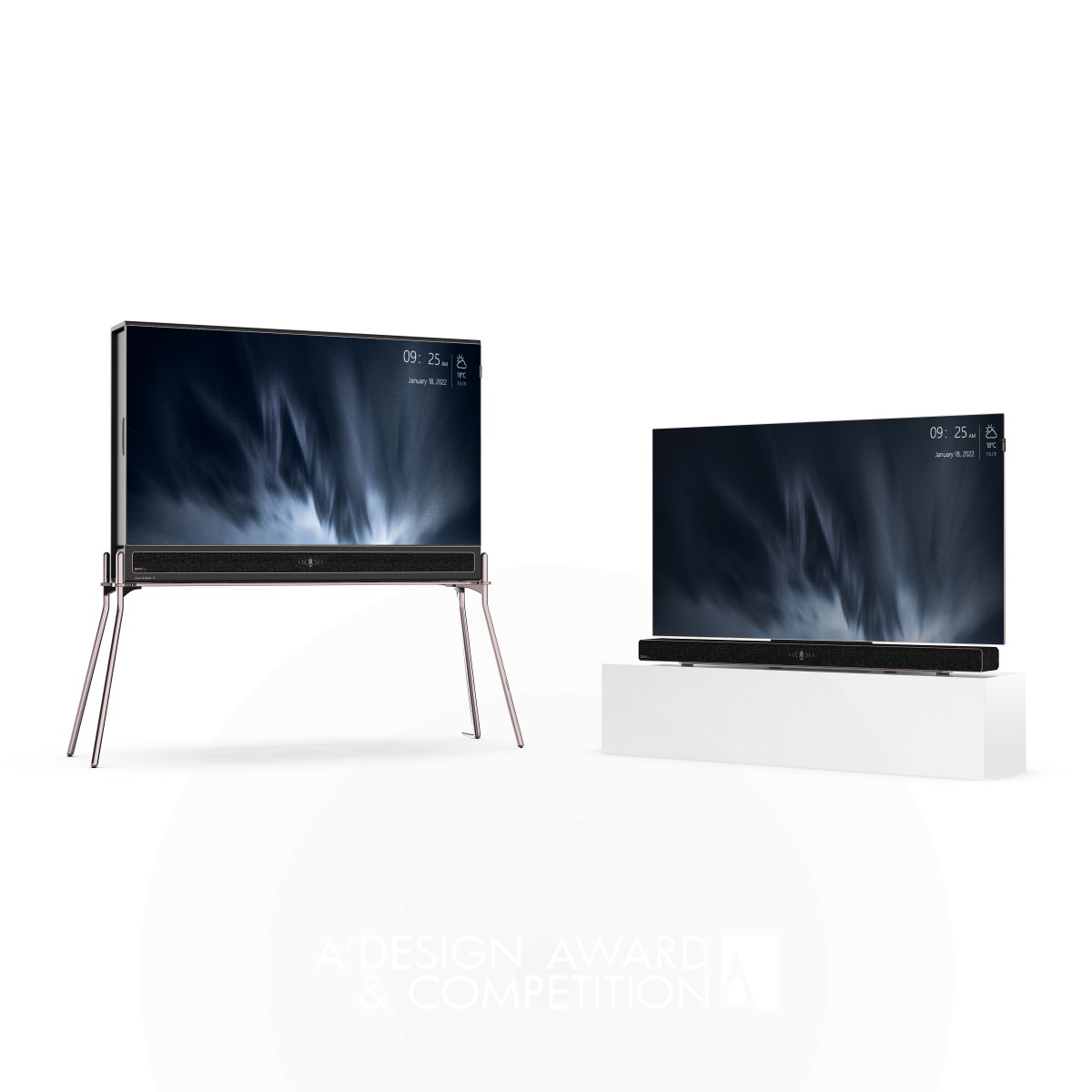 Jiankun SUN wins Iron at the prestigious A' Digital and Electronic Device Design Award with Aesthetic Series Multifunctional OLED TV.