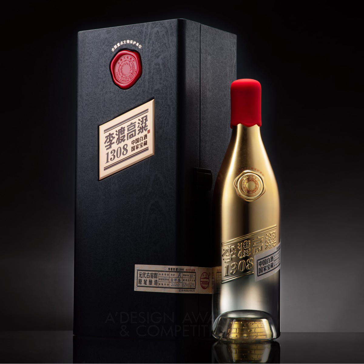 Wen Liu wins Golden at the prestigious A' Packaging Design Award with Lidu Sorghum 1308 Alcoholic Beverage Packaging.