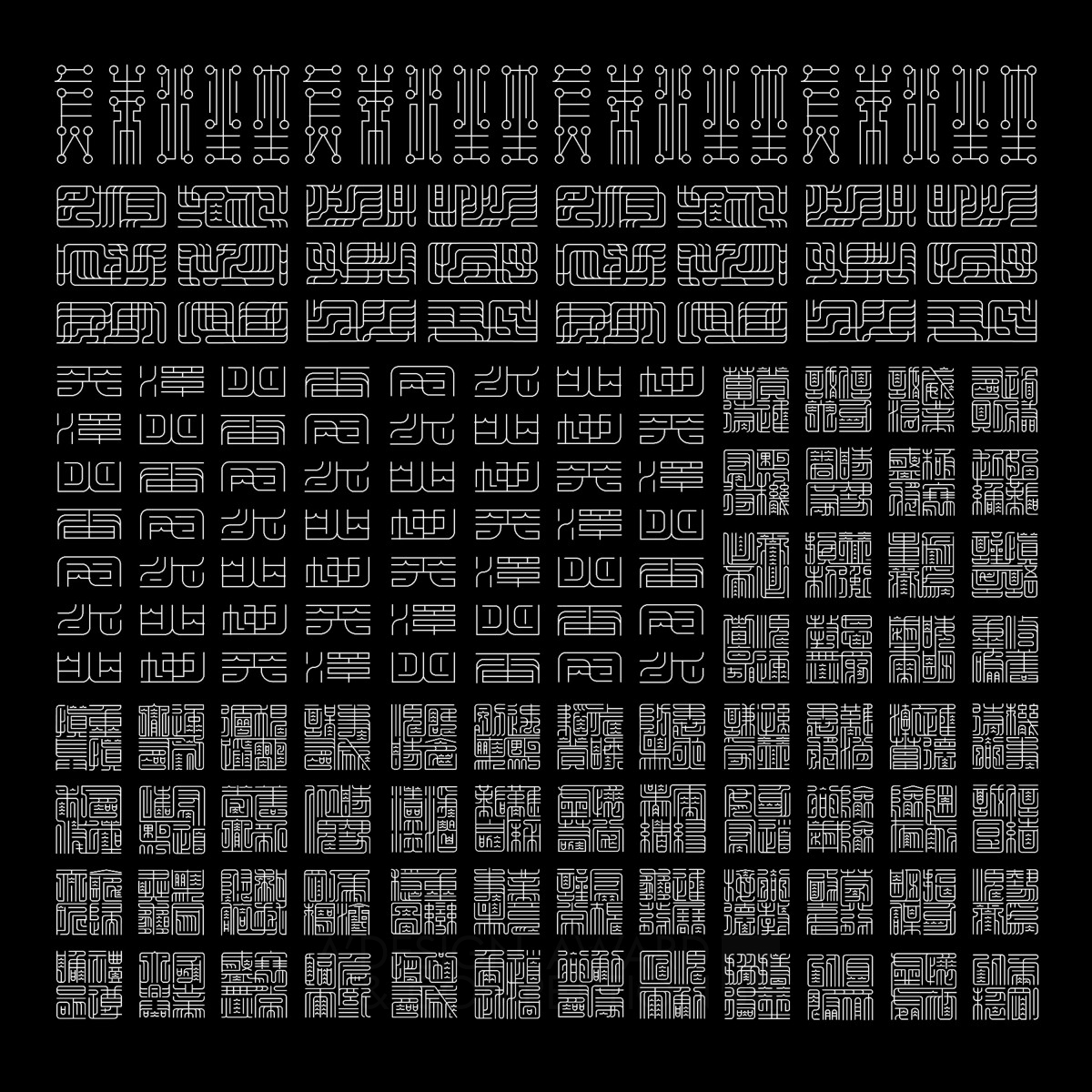 Hexagram Experimental Fonts by Lu Zhao