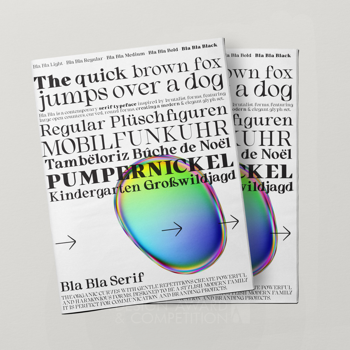 Bla Bla Serif Typeface Specimen by Paul Robb Bronze Graphics, Illustration and Visual Communication Design Award Winner 2023 