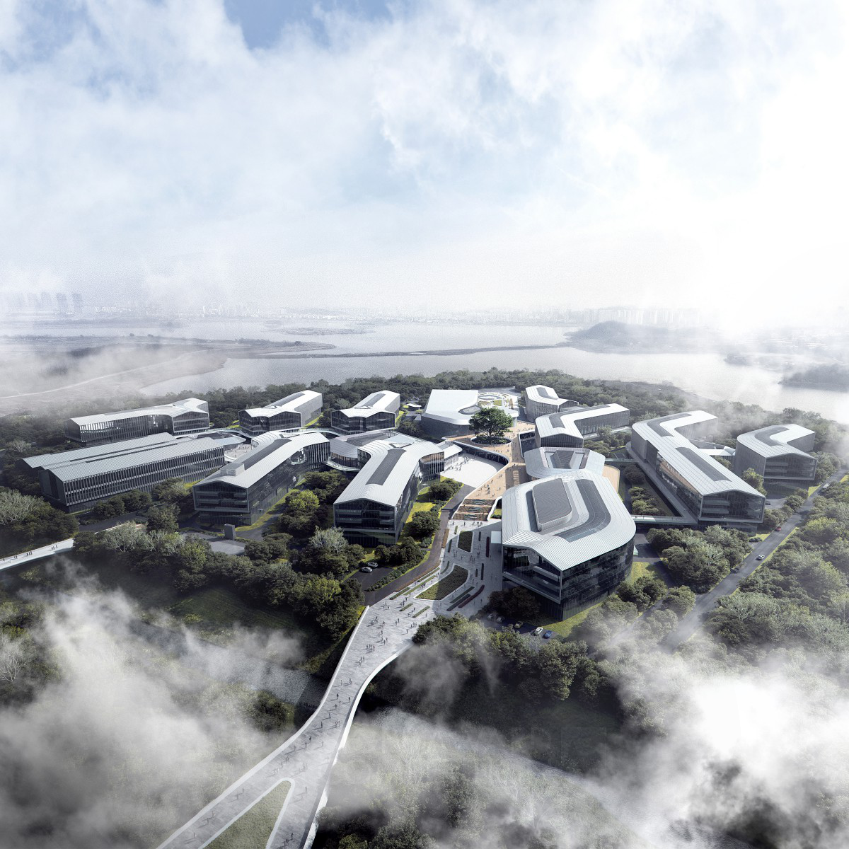 Aedas wins Platinum at the prestigious A' Construction and Real Estate Projects Design Award with Alibaba Damo Nanhu Industry Park Research and Development.