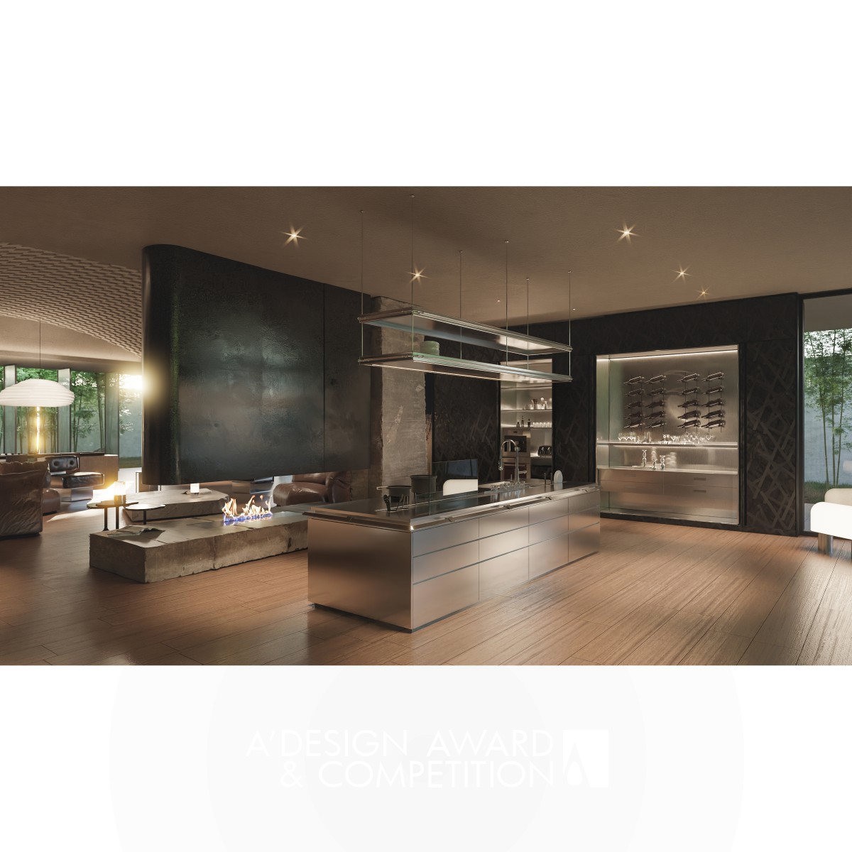 Guangzhou Holike Creative Home Co.,Ltd. wins Golden at the prestigious A' Kitchen Furniture, Equipment and Fixtures Design Award with HD Mengyin Black Golden Kitchen Cabinet.