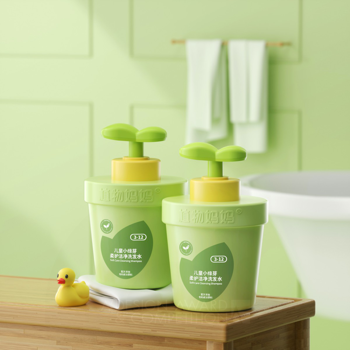 Little Green Bud Shampoo Cosmetic Packaging by Biao Wang