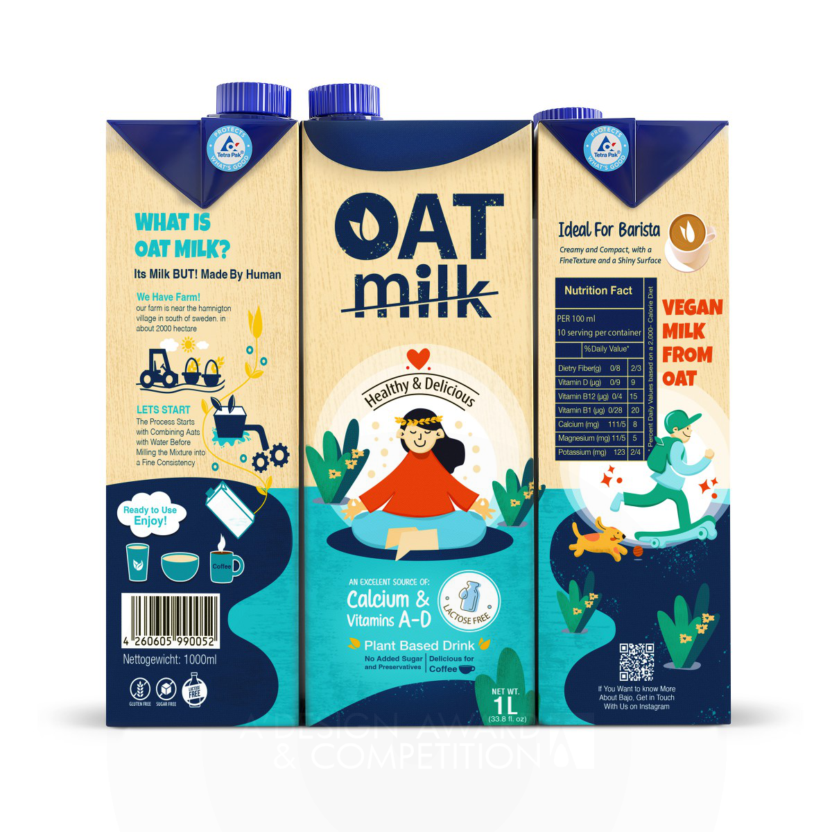 Овсяное молоко: инновационный подход к упаковке от Wallrus Design Studio