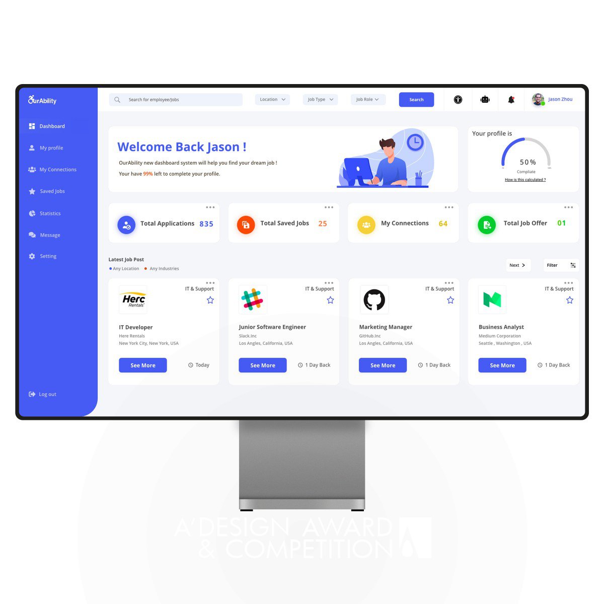 Ourability Connect Dashboard Career Networking Platform by Zilin Zhou