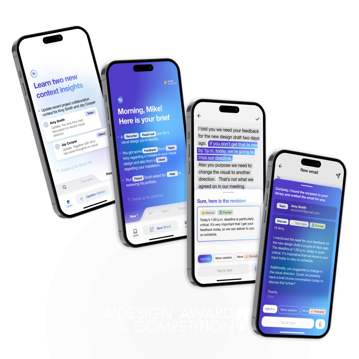 Wel AI Personal Email Assistant App by Ruoyong Hong and Qian Wan Bronze Mobile Technologies, Applications and Software Design Award Winner 2024 