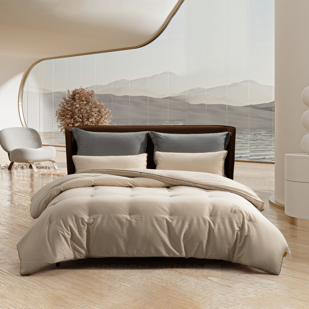 Natural Colored Quilt by Shuixing Jiafang Bronze Bedding Design Award Winner 2024 