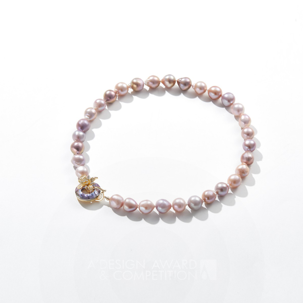 Purple Lily Pearl Necklace by Binying Xu Bronze Jewelry Design Award Winner 2024 