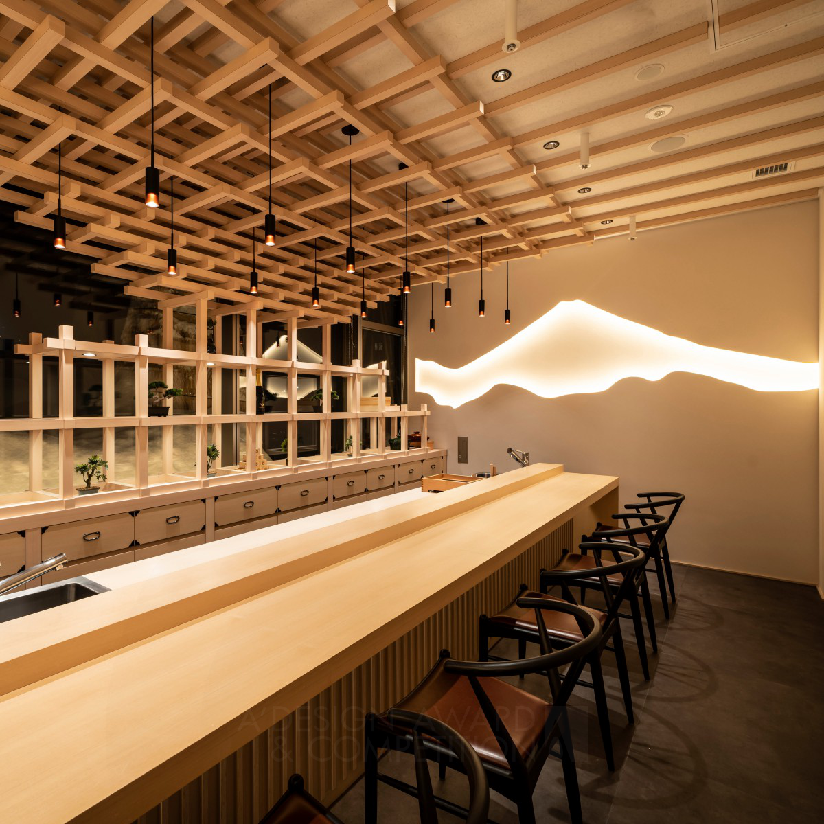 Takahiro Todoroki wins Bronze at the prestigious A' Interior Space, Retail and Exhibition Design Award with Kanizushi Kato Sushi Restaurant.