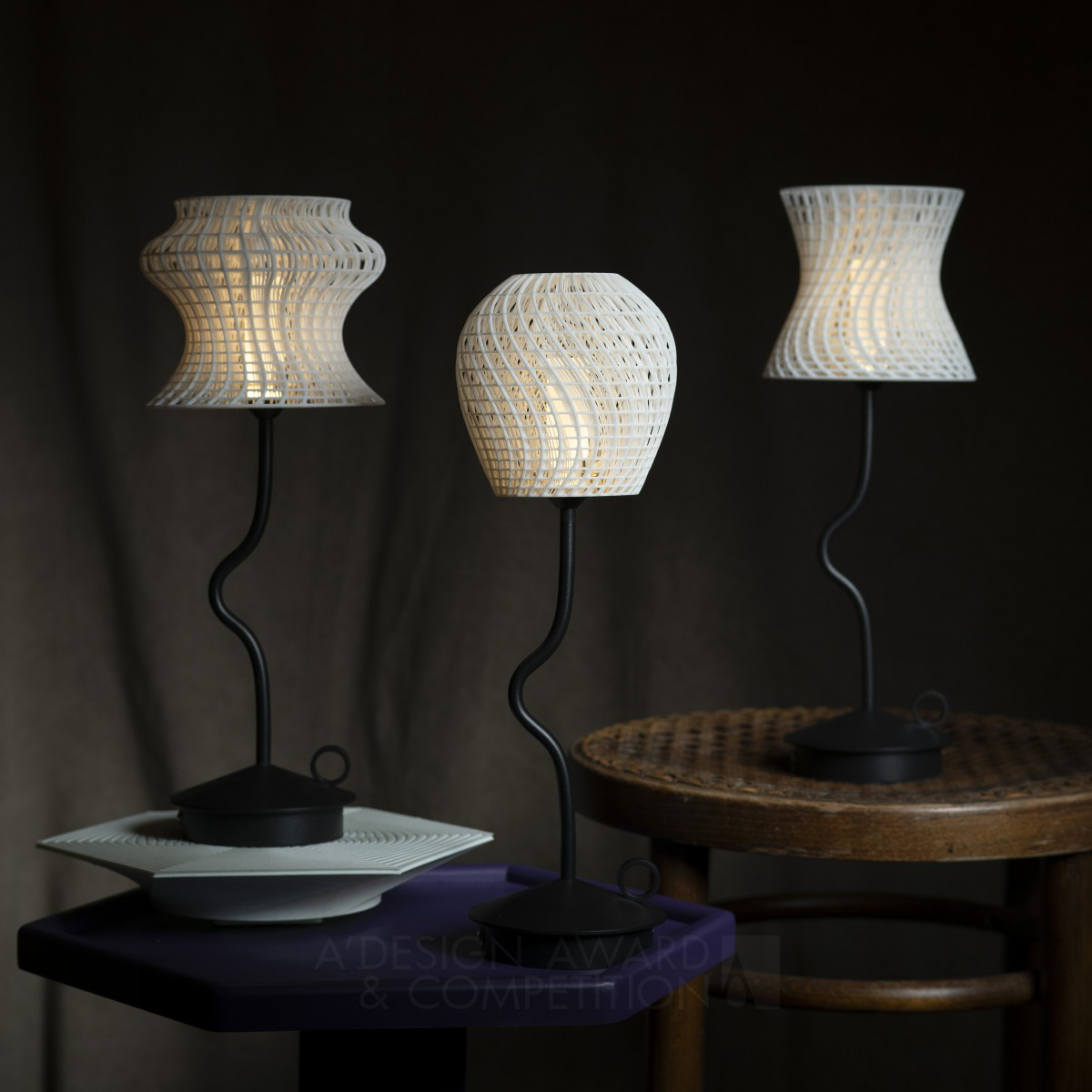 Quintessence Spectrum Series Portable Table Lamp by Jeffrey Geiringer Bronze 3D Printed Forms and Products Design Award Winner 2024 