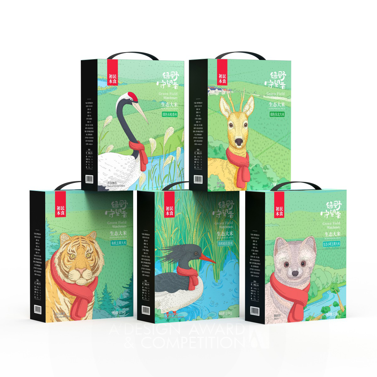 Peng GuoZhi wins Silver at the prestigious A' Packaging Design Award with Green Field Watchmen Packaging Of Rice.