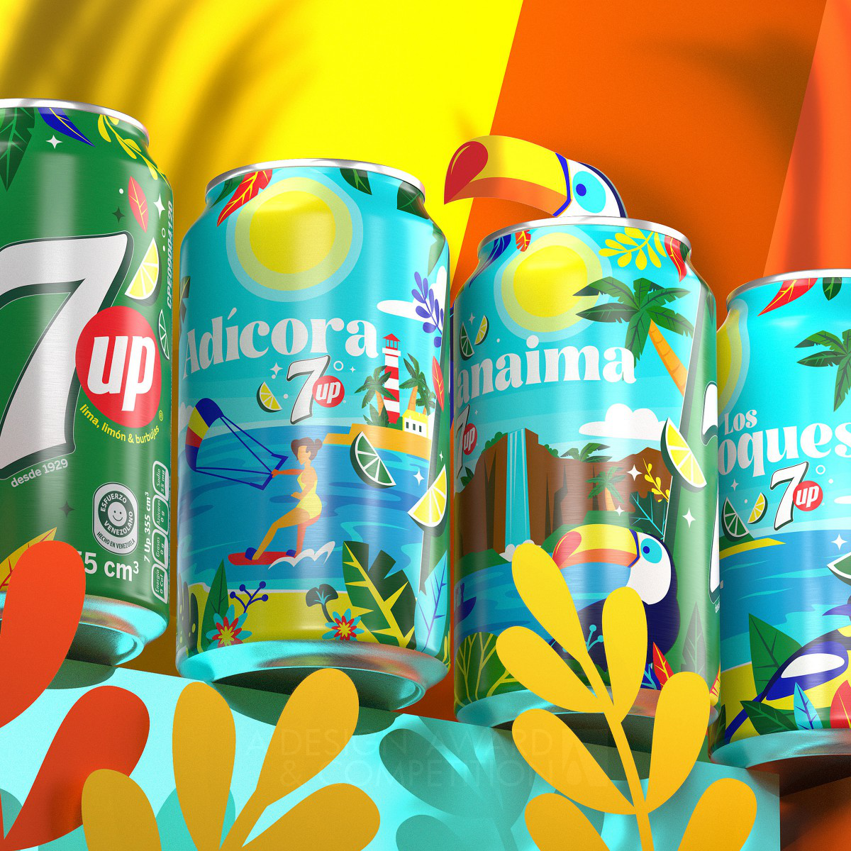 PepsiCo Design and Innovation wins Bronze at the prestigious A' Packaging Design Award with 7Up Destinations Venezuela Beverage Packaging .
