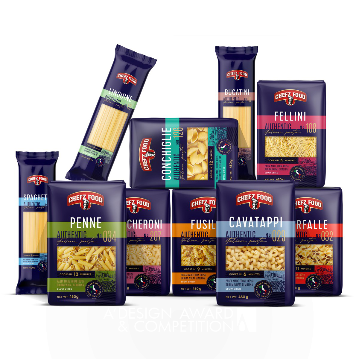 Olha Takhtarova wins Bronze at the prestigious A' Packaging Design Award with Italian Pasta Brand Packaging.
