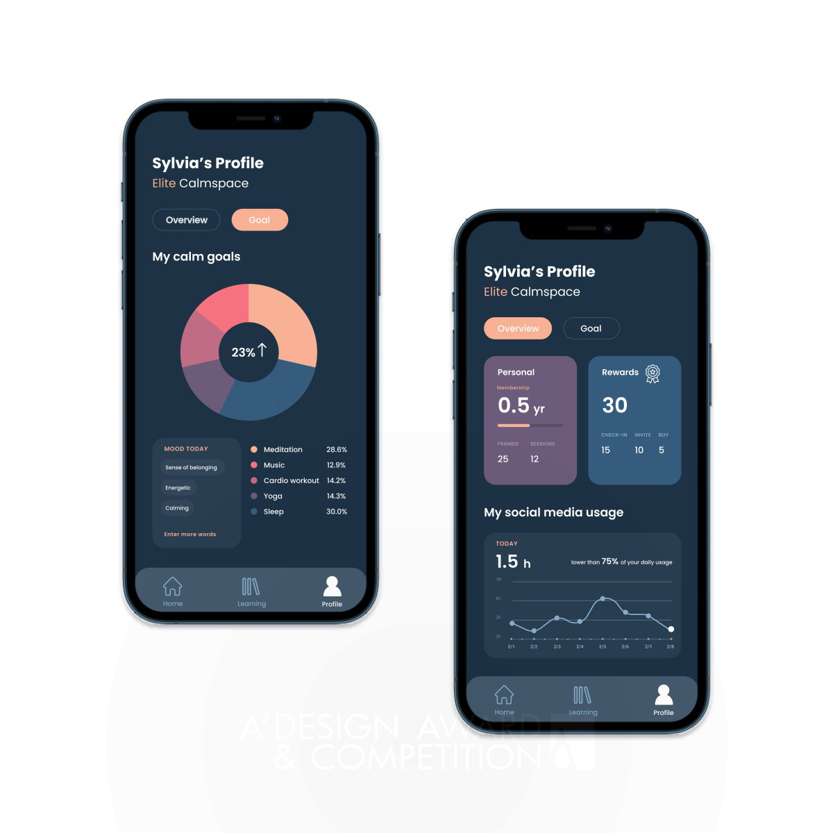 Calmspace Healthcare Mobile App by Anqi Chen Iron Mobile Technologies, Applications and Software Design Award Winner 2024 