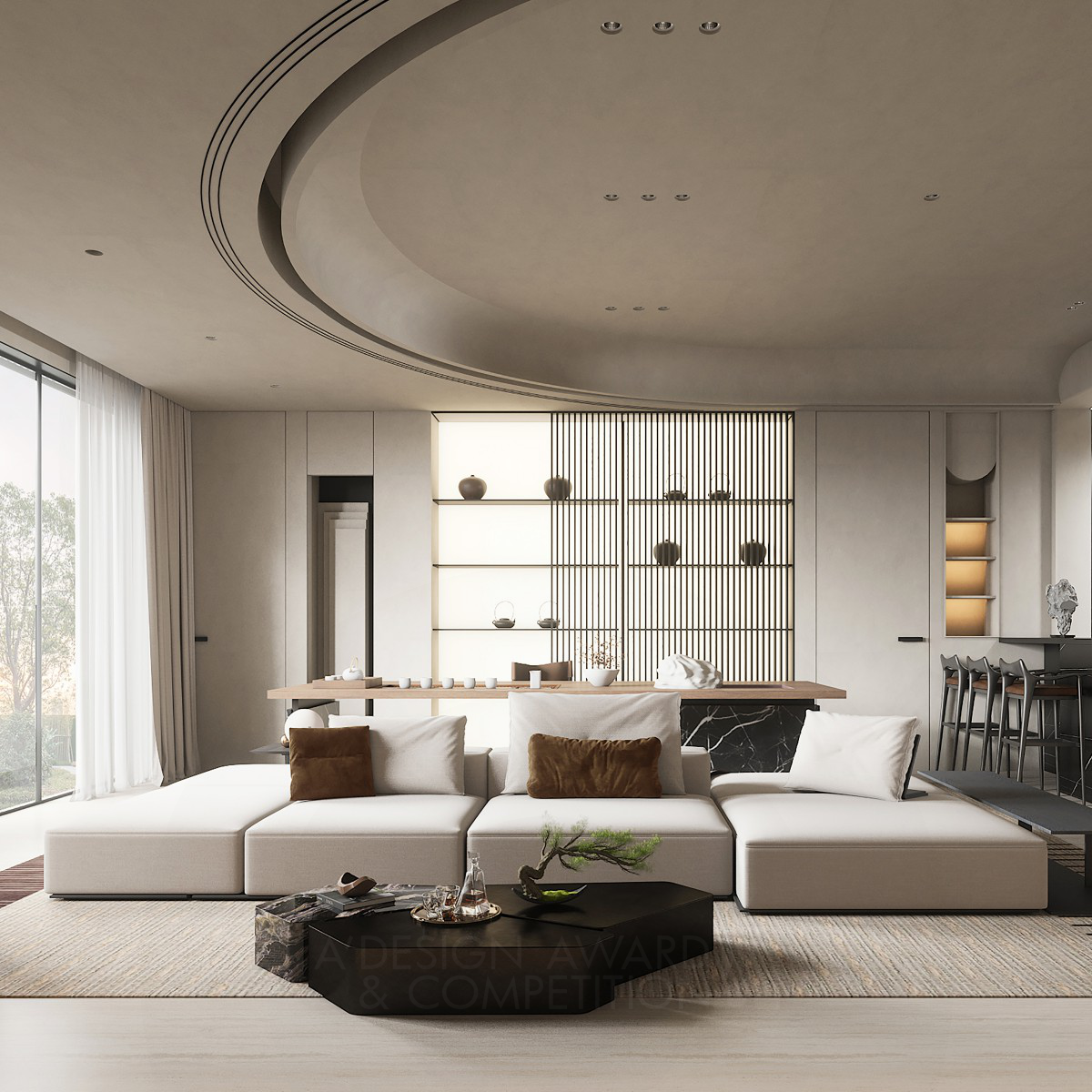 Shenzhen Plus Architectural Design Co., Ltd wins Silver at the prestigious A' Interior Space, Retail and Exhibition Design Award with Guangzhou Serene Villa.