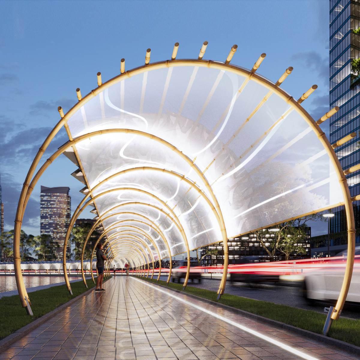 Peter Kuczia wins Bronze at the prestigious A' Architecture, Building and Structure Design Award with Sunopy Sun and Rain Protection For Walkways.