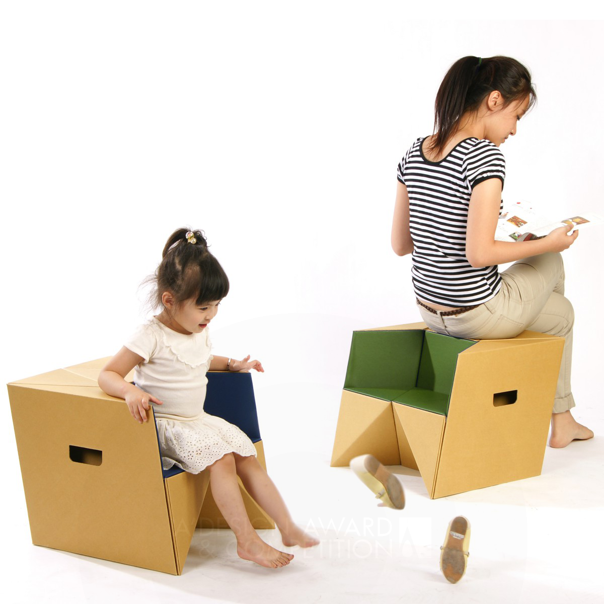 S-Cube Stool, child chair, and step by Daisuke Nagatomo and Minnie Jan