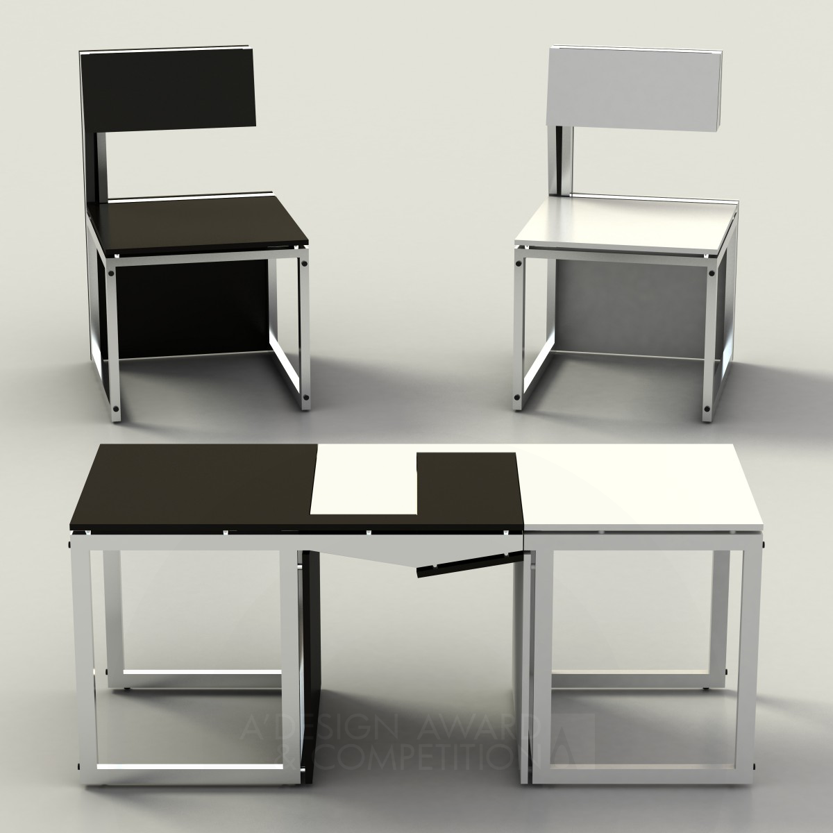 Sensei Transformable Chairs and Coffee Table by Claudio Sibille