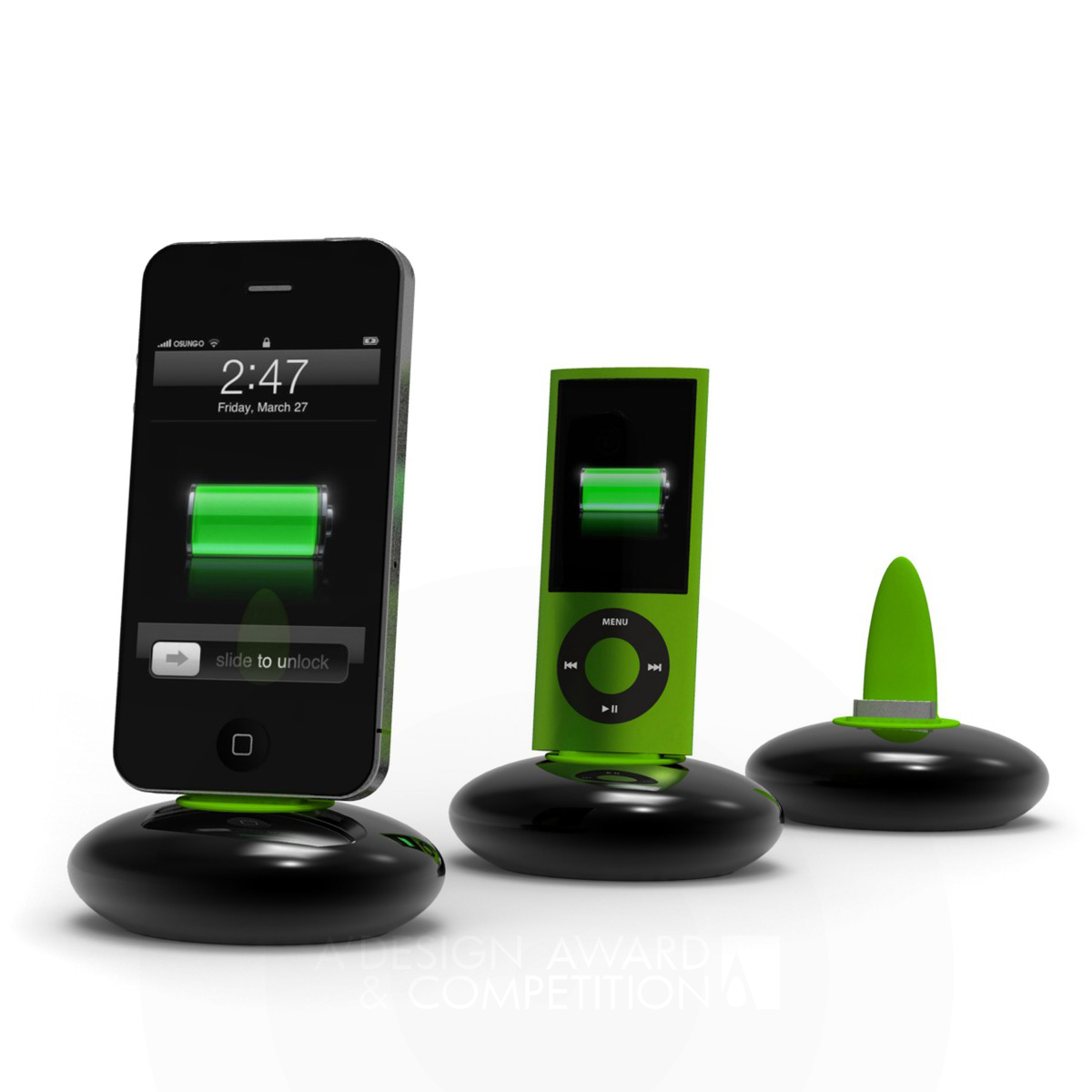 StoneDock ECO friendly iPhone iPod charging dock with missing call alert feature by Xavier Houy
