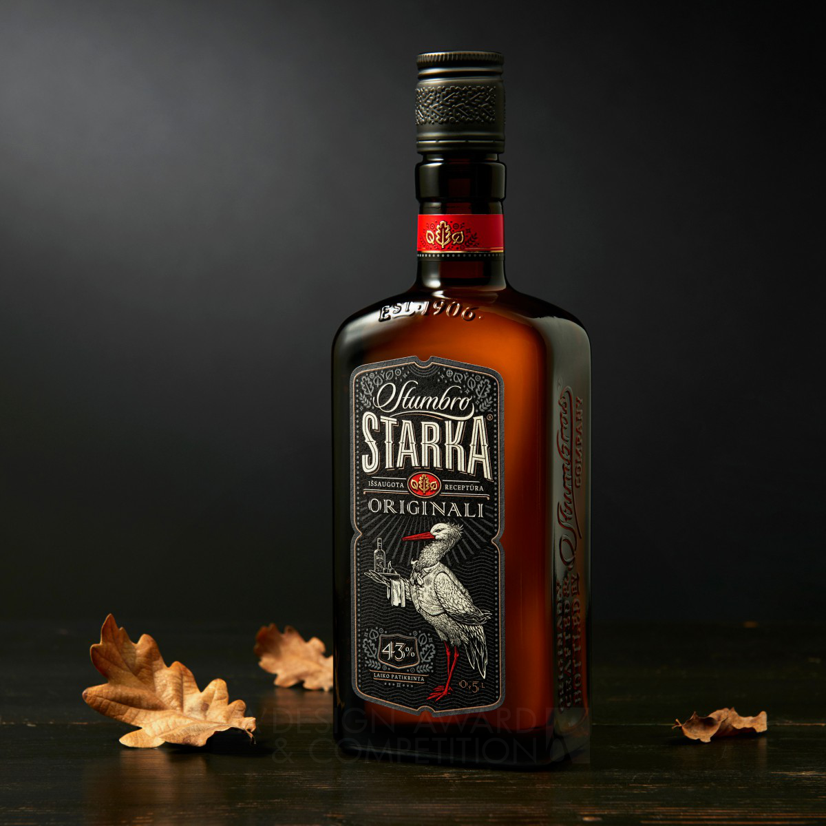 Asta Kauspedaite wins Silver at the prestigious A' Packaging Design Award with Stumbro Starka Bottle design and labels.
