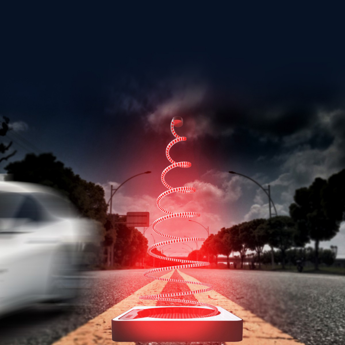 Dynamic Traffic Cone Roadblock, lighting, reminderlight by Wang Yuhui