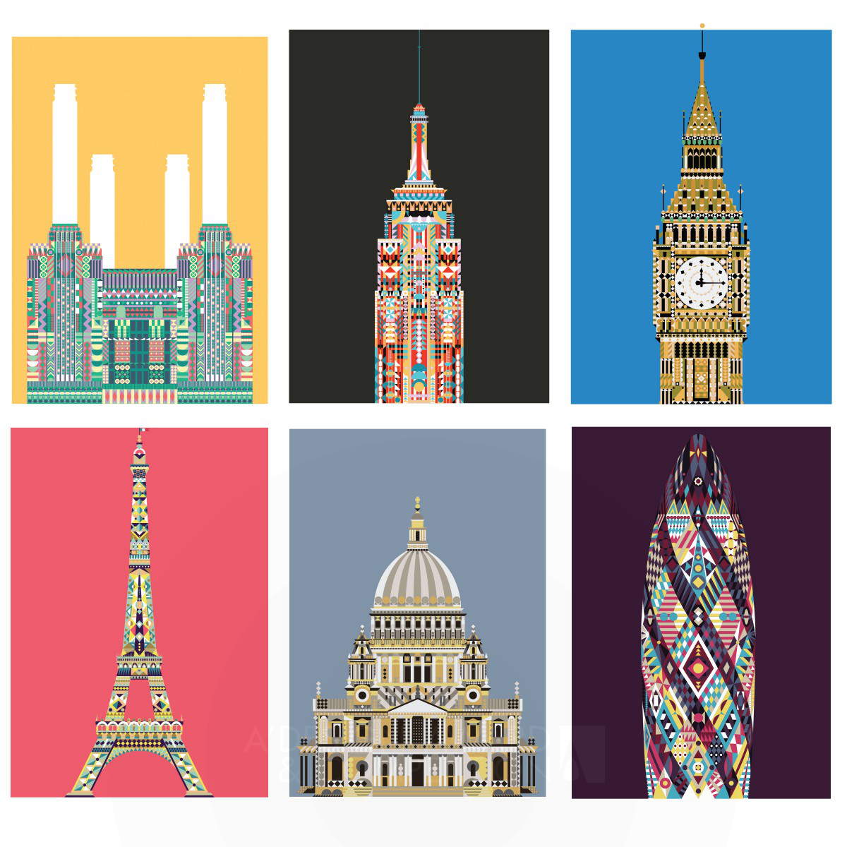 Geometric Landmarks <b>Travel Poster series 