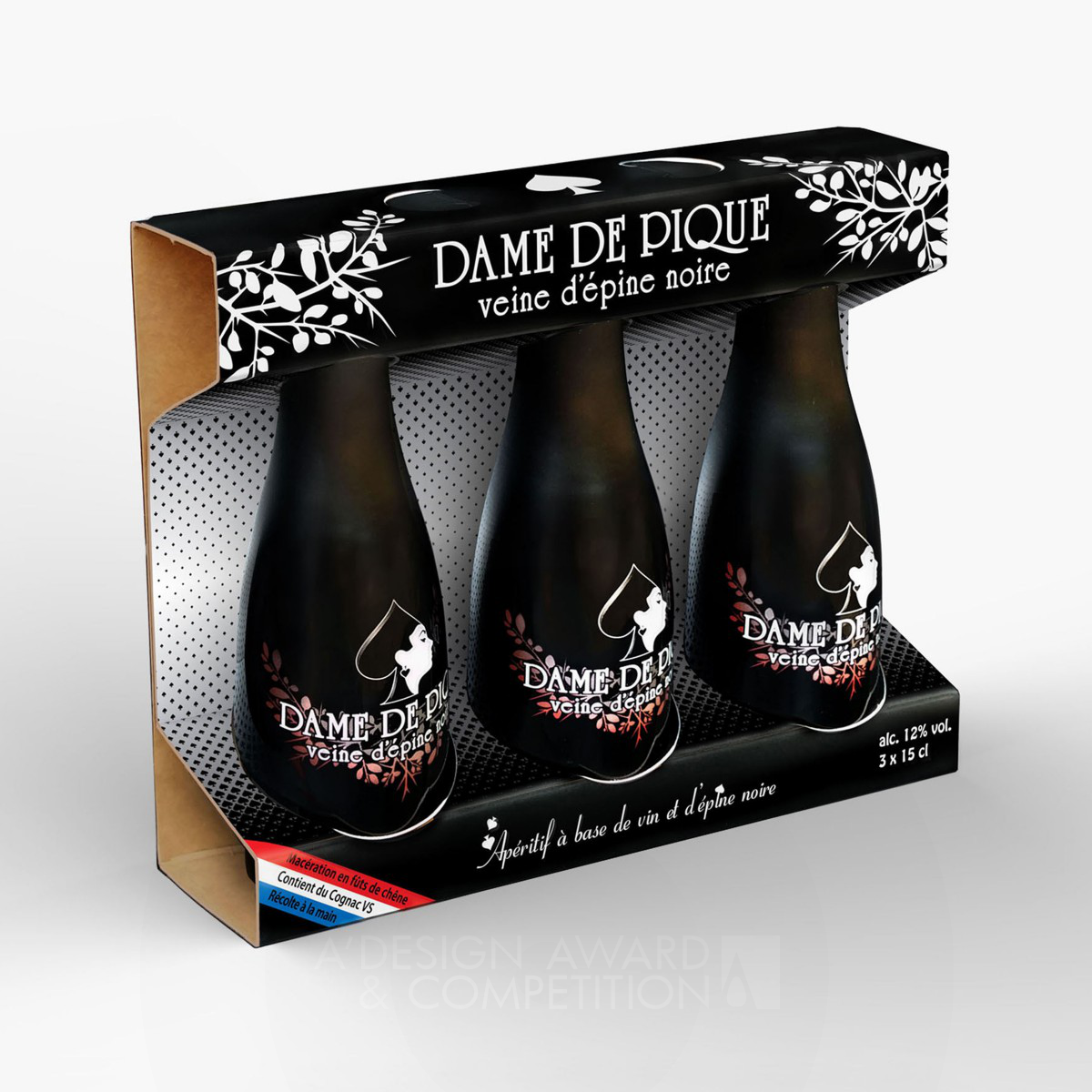 Dame de Pique Bottle packaging by Romuald Vincent