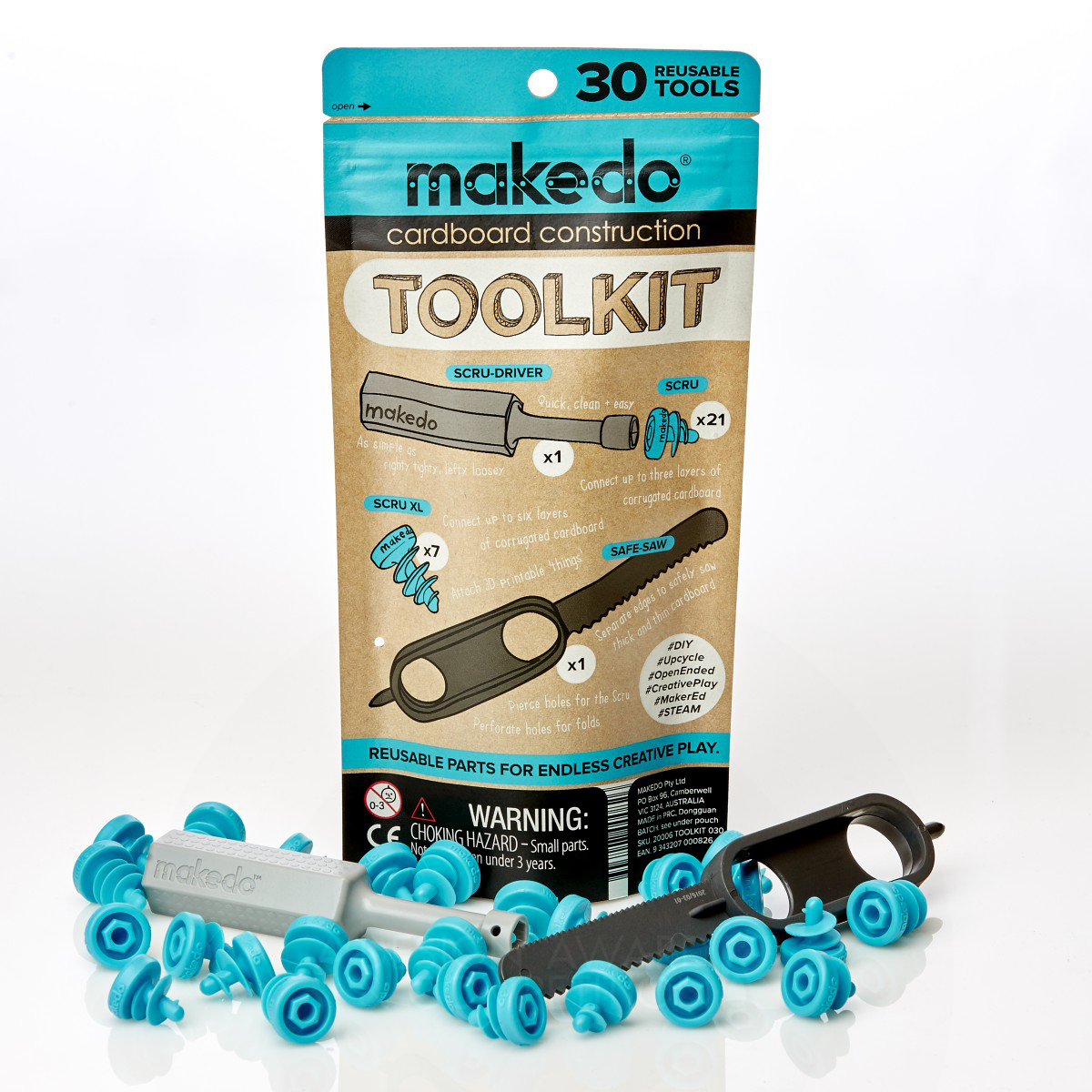 Makedo Toolkit cardboard construction system by Paul Justin