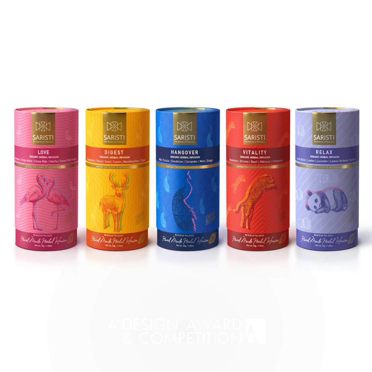 SARISTI Dry tea packaging by AS ADVERTISING Silver Packaging Design Award Winner 2018 