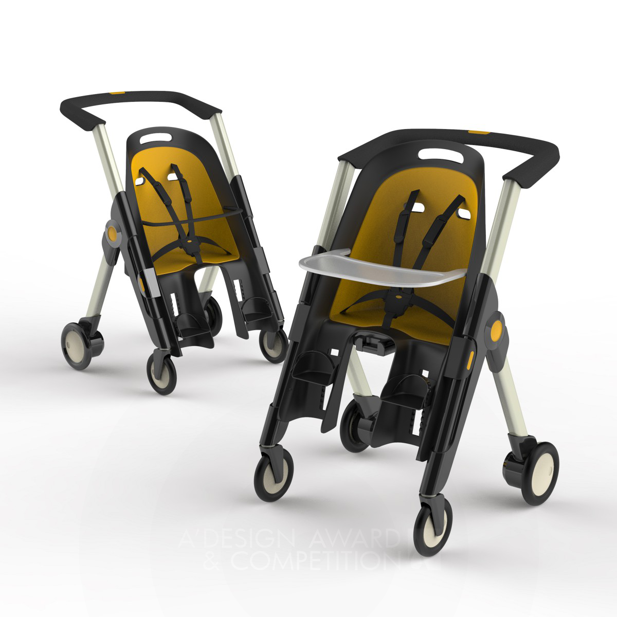Yuefeng ZHOU wins Bronze at the prestigious A' Baby, Kids and Children's Products Design Award with Evolutionary Stroller.
