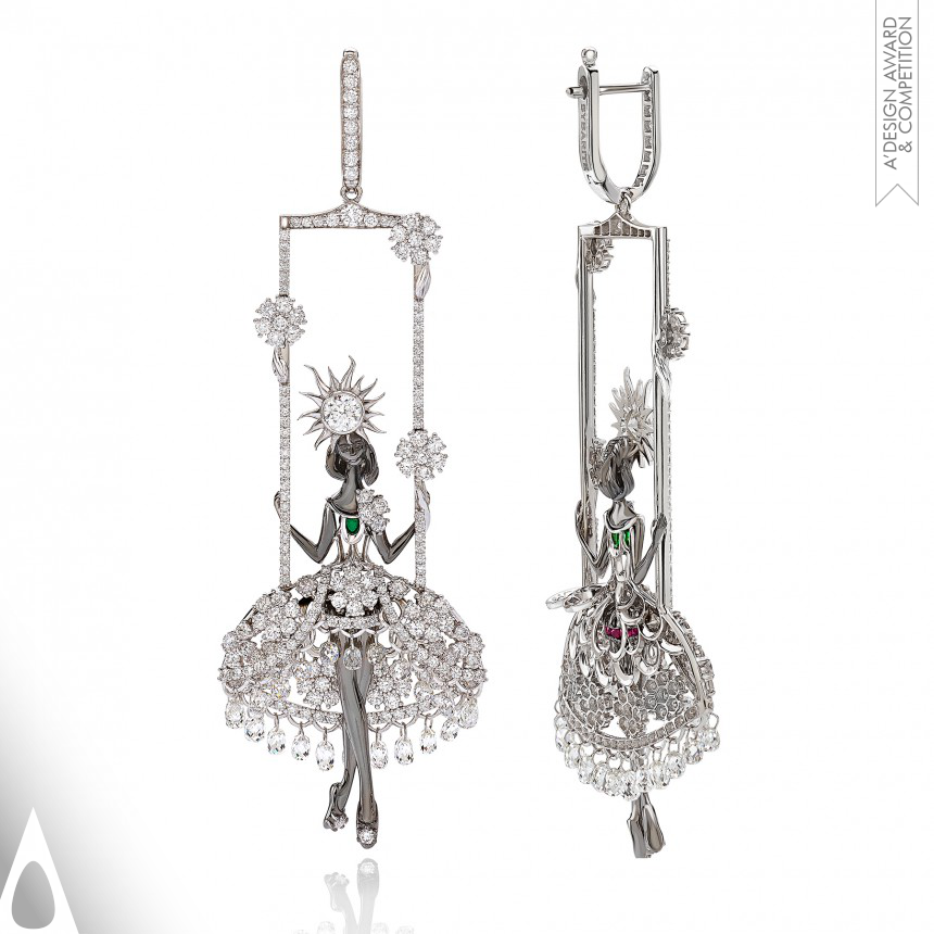 Golden Jewelry Design Award Winner 2021 Fairies Kinetic Earrings 