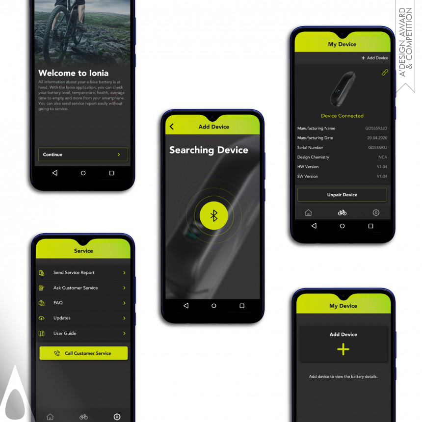 Vestel UX and UI Design Group's Ionia E Bike Battery App
