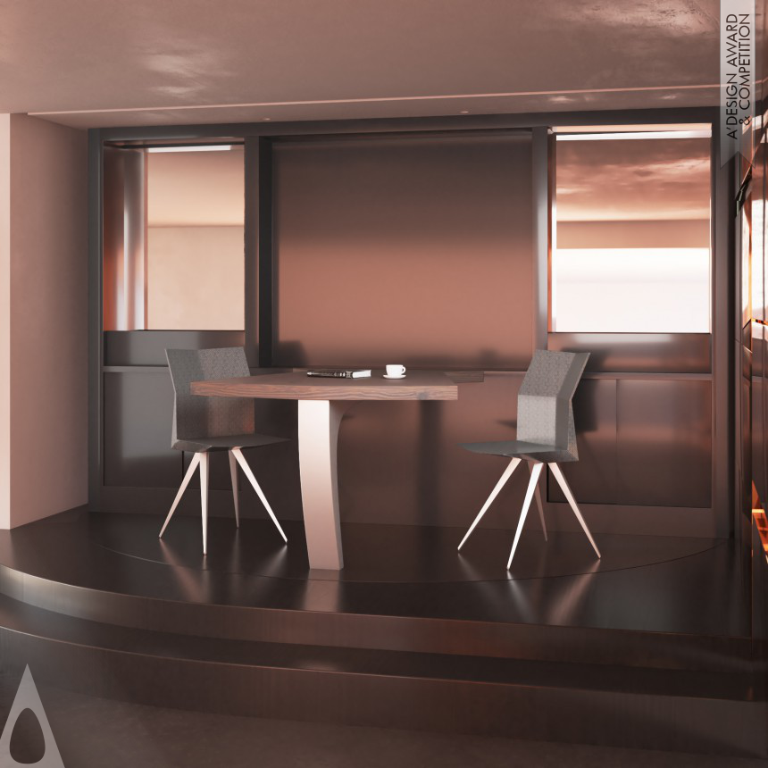 Iron Idea and Conceptual Design Award Winner 2022 Home Bar and Coffee Spinning Ambient Rotating Multifunctional Furniture 