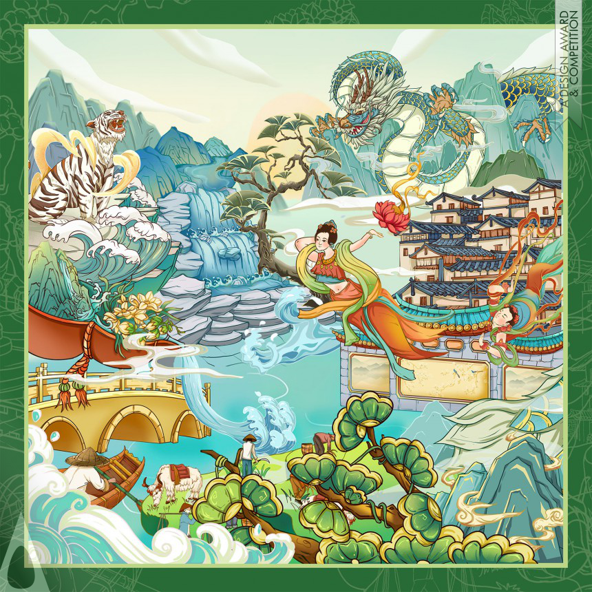 Silver Graphics, Illustration and Visual Communication Design Award Winner 2023 Old Town of Lijiang Illustration 