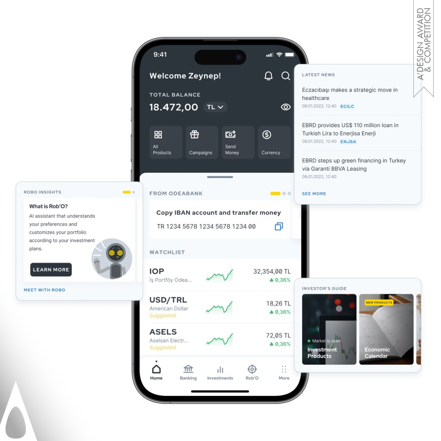 Bronze Mobile Technologies, Applications and Software Design Award Winner 2023 Odea Holistic Finance App 