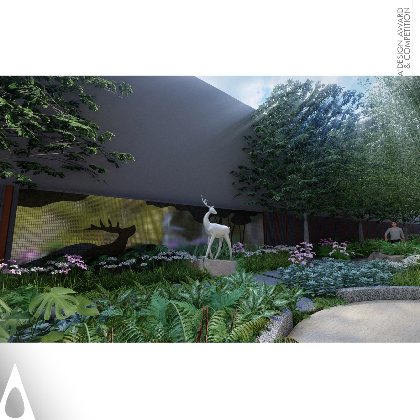 Meeting Axis Deers - Iron Landscape Planning and Garden Design Award Winner