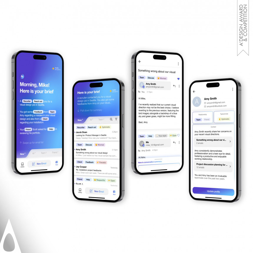 Bronze Mobile Technologies, Applications and Software Design Award Winner 2024 Wel AI Personal Email Assistant App 
