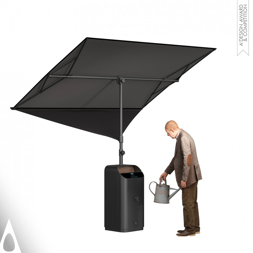 Bronze Garden and Outdoor Furniture Design Award Winner 2024 Rayn Rain Collecting Sunshade 