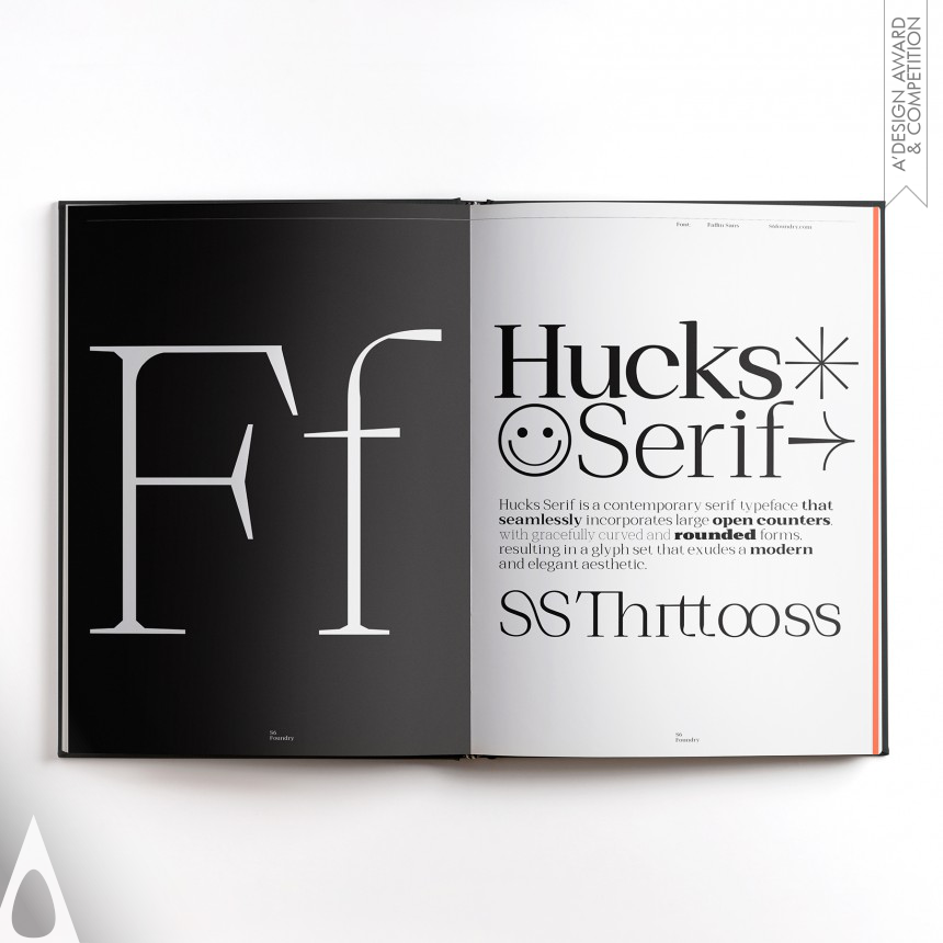Silver Graphics, Illustration and Visual Communication Design Award Winner 2024 Hucks Serif Type Design and Specimen 