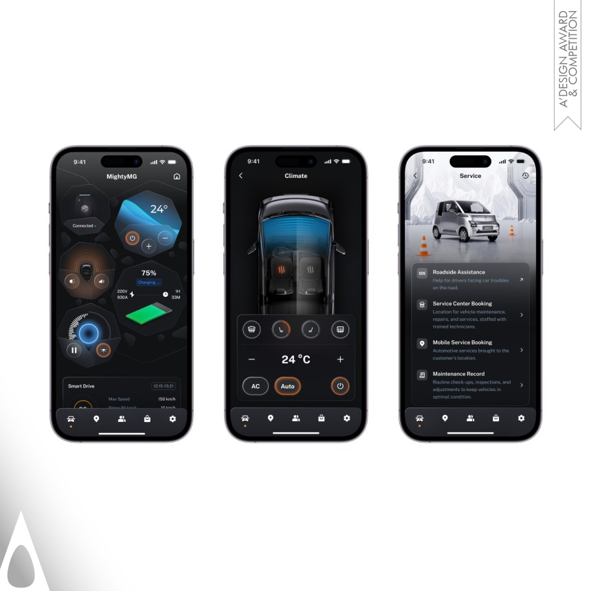 Golden Interface, Interaction and User Experience Design Award Winner 2024 MG Next Generation Companion App 