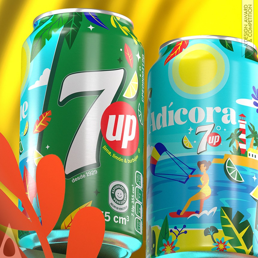 Bronze Packaging Design Award Winner 2024 7Up Destinations Venezuela Beverage Packaging  